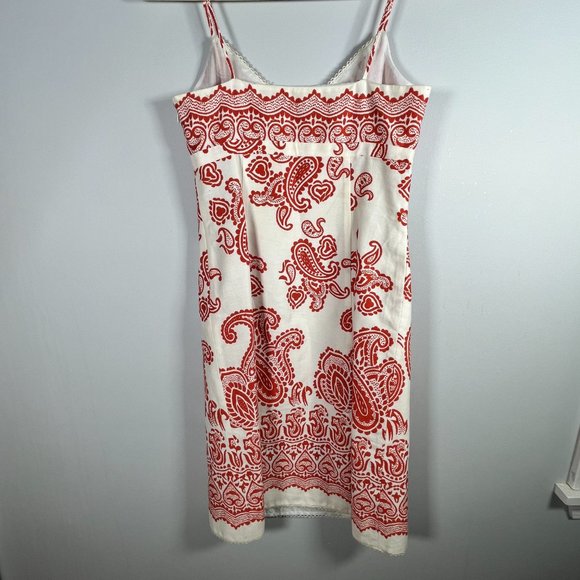 Ann Taylor Paisley Dress Red/White Spaghetti Straps Mini 100% Cotton Size 0P - Picture 7 of 8